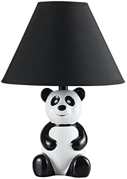 Lamps Co - 14" White and Black Novelty Panda Table/ Desk Lamp with Black Shade