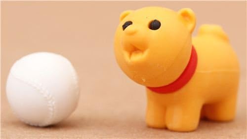 orange dog with ball eraser by Iwako