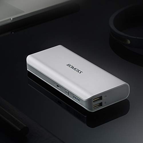 Romoss Powerbank 10000mAh mit 2-Port 2.1A, Externer Akku mit Batterieanzeige, Akkupack Ladegeräte für Handys, Smartphones, Tablets, i Phone, Sumsung usw. Weiß