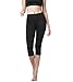 Lapasa Women's Sports Capris Soft Wide Waistband Stretchy Running Yoga Pants Hidden Pocket L02 (S, Black)