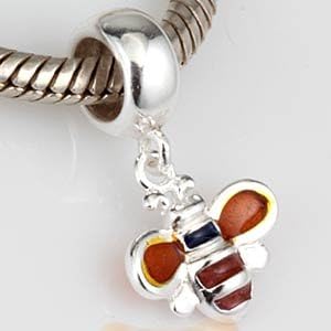 Hoobeads Jewelrye Enamel Pendant Authentic 925 Sterling Silver Dangle Charm Duck&amp;dog&amp;fish&amp;flower&amp;hobbyhorse&amp;bee Fits Pandora (Bees charm)