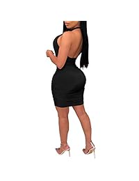 Vestido corto para mujer con cuello en V y espalda descubierta.