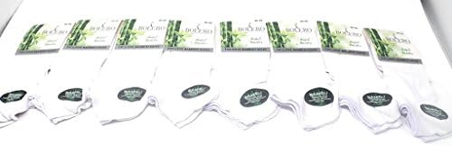 8 pairs Antibacterial 80% Organic Bamboo Fiber No Show Cycling Healthy Half Socks Unisex (White)