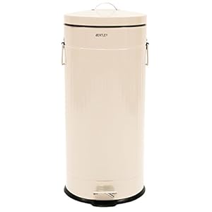 30L RETRO STEEL ENAMELLED WASTE RUBBISH KITCHEN PEDAL BIN - CREAM ...