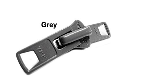 Zipperstop Wholesale YKKÂ® Zipper Repair Solution, Double Pull Slider Zipper YKK #10 Molded Vislon with Two Heads - Color Grey