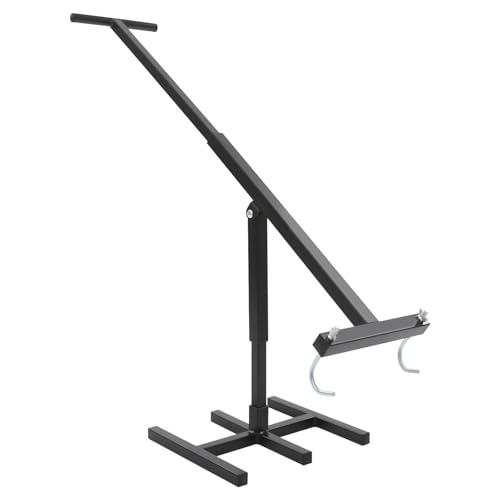 Manual Trash Compactor, Touchless Trash Bin Compactor with 2 Hooks, Steel Trash Bin Compactor Adjustable Height 9.84-15.75 in For Families Parks Offices Small Shops Black