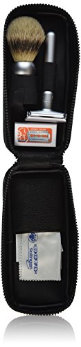 Merkur-razor leather zipper shaving set