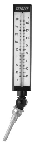 Trerice CX9140602 Adjustable Angle Industrial Thermometer, 12" case, 6" aluminum stem, 0-100ËšF