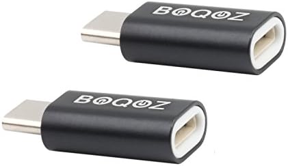 Lightning to USB-C Type-C Adapter 2-Pack, BOQOZ 8-Pin iPhone Cable to Android Devices Charge and Sync Convertor for Galaxy S8/S8 Plus Note8, all Type C Devices via Lightning Cable (Black)