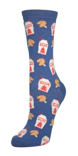 Socksmith Chinese Takeout Womens Blue Crew Socks