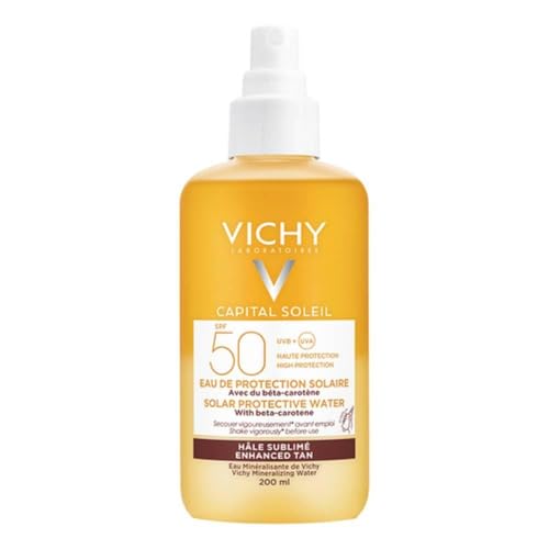 VICHY Bräunungsintensivierendes Sonnenspray LSF 50, Sonnenpflege mit hohem UV-Breitbandschutz, Für empfindliche Haut, Keine weißen Rückstände, Antioxi