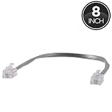 Power Gear Telephone Line Cord, 8 Inch Short Phone Cord, Modular Jack Ends, Works for Phone, Modem or Fax Machine, For Use in Home or Office, Gray, 76114