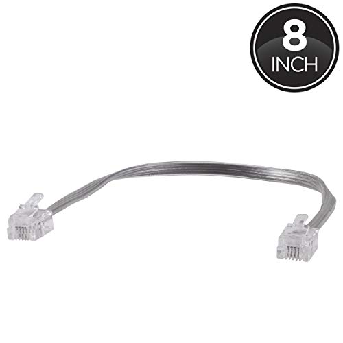 Power Gear Telephone Line Cord, 8 Inch Short Phone Cord, Modular Jack Ends, Works for Phone, Modem or Fax Machine, For Use in Home or Office, Gray, 76114