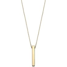 Women's Engravable 14K Gold Plated 925 Sterling Silver 30X4.7 Polished Rectangular Bar I.D. Charm on 18