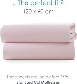 Clair de Lune 2 Pack Fitted Jersey Cot Sheets 60 x 120 Pink view 2