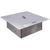 Breeo Zentro Fire Pit Insert - Stainless Steel, Square 24 in with Lid | Smokeless firepit ring insert for outside block, stone &amp; concrete backyard surrounds