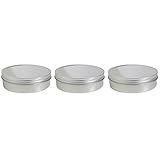 8 oz Metal Steel Tin Flat Container with Tight Sealed Twist Screwtop Cover (3 pack) + Labels