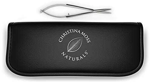 Facial Hair Scissors, Eyebrow Trimmer, Grooming Scissors for Shaping, Ear, Nose, Nostril and Mustache Trimming – for Men and Women. Comes with Case. By Christina Moss Naturals (Sharp Tip)