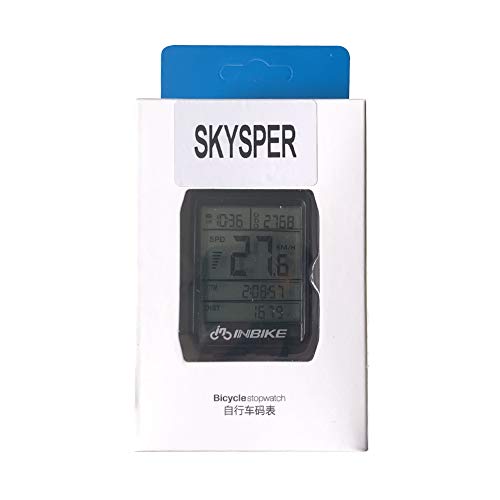 SKYSPER Cuentakilómetros para Bicicleta, Computadora de Bicicleta Inalámbrica IP66 Impermeable Velocímetro Odómetro con Pantalla LCD de Retroiluminación Multifuncional para Ciclismo
