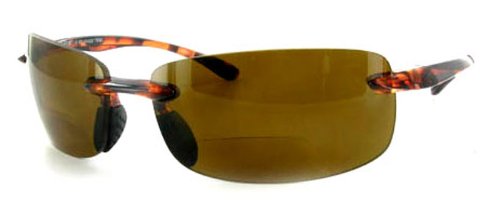 Aloha EyewearAloha Eyewear Oahu Sun Rimless Lightweight TR-90 Bifocal Reading Sunglasses (Tort/Amber +1.50)