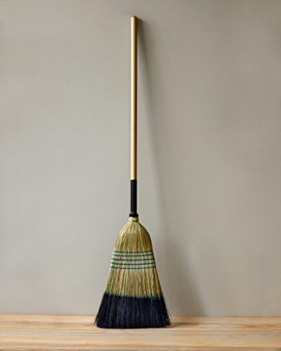 Push Brooms Corn Broom Made in USA Indoor Outdoor Natural with Black Dip &amp; Bamboo Handle
