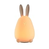 [NEW] APUPPY Bunny Night Light for Kids, Cute Rabbit Silicone Baby Nursery Lamp Sensitive Tap Control 7 Single Colors and Multicolor Breathing Light Dual Modes for Girlfriend Adult Kids Babies Bedroom
