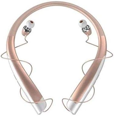 YATS - 1100 Bluetooth Headphones Wireless Retractable Headset Neckband Stereo Earbuds Dual in Ear Sweatproof Noise Cancelling Earphones (Rose)