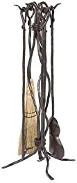 Stone Country Ironworks O Rush 5 Pc Fire Tool Set w Natural Broom 5 w Gunmetal 205783-OG-143016-O-761314