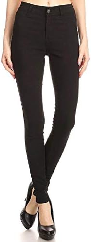Women's Super Stretch High Waisted Slimming Jegging Skinny Pants with Pockets