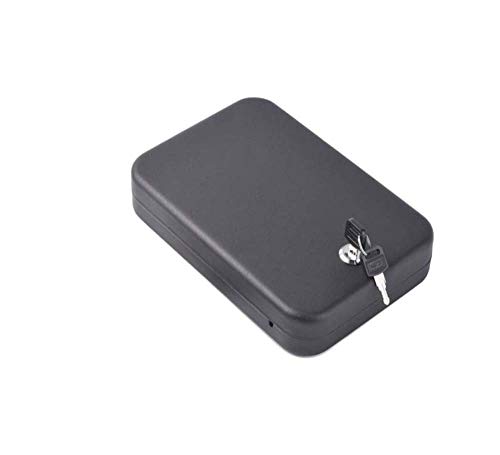 BILLCONCH Metal Handgun Safe, Mini Car Safe Jewelry Box Gun Safe,Portable Key Lock Safe Pistol Box with Security Cable - Thumbnail 2