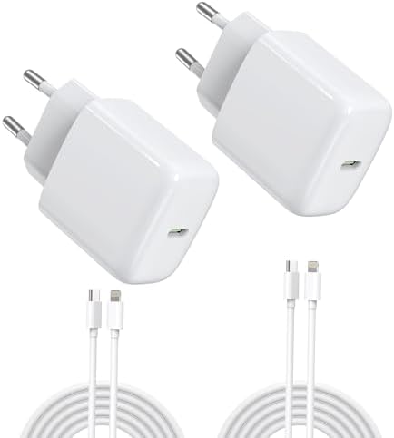 Carregador USB C de 25W com cabo de carregamento, carregamento rápido para i-phone 17/17 Air/17 Pro MAX /16/15/14/13/12, i-Pad Mini/Air, Samsung Galaxy S25/S24/S23/S22/Note20/Z Flip6/Z Fold6 (pack 2+cabo)