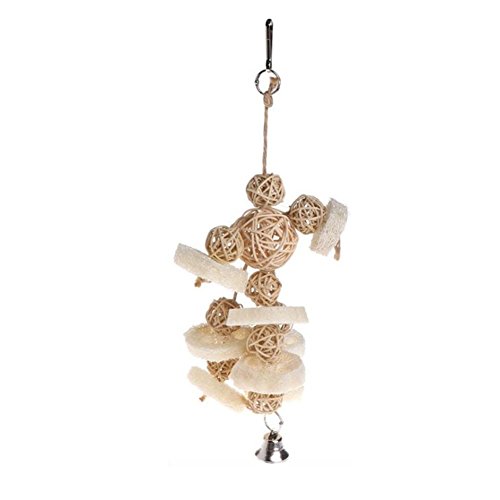Lorchwise Natural Primary Color Loofah Sponge Chewing Bite Toy - Pet Bird Parrot Toy Cage Accessorie - //coolthings.us