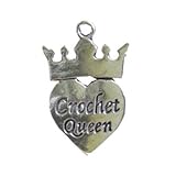 Crochet Queen Charms Antique Silver Tone - 6 Charms