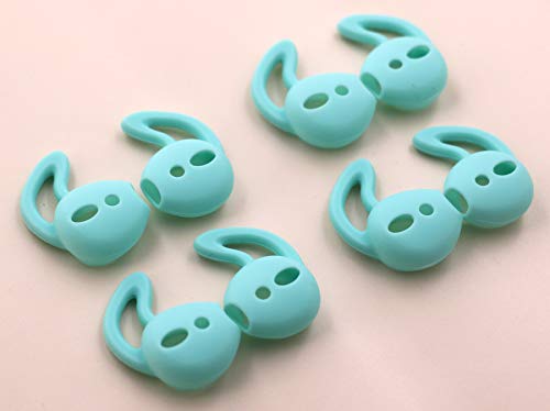 IiEXCEL 4 Pairs Replacement Ear Tips Ear Hooks and Covers Skin Anti-Slip Anti-Drop Accessories Compatible with Apple AirPods or EarPods Headphones/Earphones/Earbuds Anti-Slip (Mint Green)
