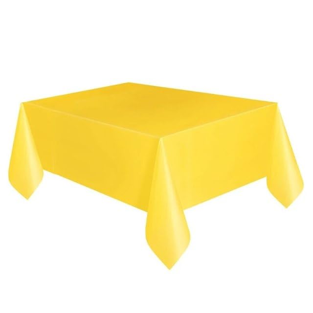 AIBC Rectangle Disposable Plastic Table Covers Party Table Cloth Wipe Clean Plastic Tablecloth,9ft x 4.5ft (2 Pack) Yellow