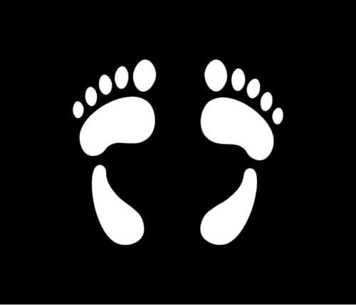 FOOTPRINTS (2) Vinyl Decals Car Window Bumper Sticker Baby Barefoot, Die Cut Decal Bumper Sticker For Windows, Cars, Trucks, Laptops, Etc.