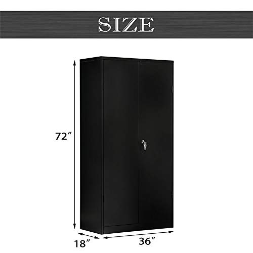 image for INTERGREAT Black Metal Storage Cabinet Locking Steel Storage Cabinet w