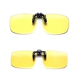 Cyxus (2 Pack) Blue Light Filter Clip-on Computer Reading Glasses, UV Blocking Anti Eye Strain Unisex Eyewear 1 Standard Size and 1 Large Size Yellow Lens SET