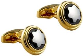 Round Iconic Black and Gold Star Cufflinks for Men