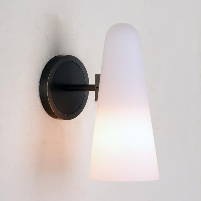 Photo 1 of JimmyRaiden Bianco Wall Sconce, Brass Wall Lighting with White Glass Shade, Bronze Finish
