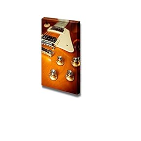 Electric Guitar Honey Burst Color on Floor with Knob Control Vintage Retro Style - Canvas Art Wall Art - 18" x 12"