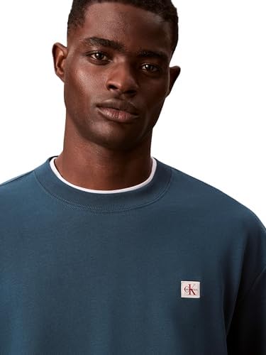 LS 350TERRY EU WHSL Badge CREWNE LV04RC273G Sweatshirts de Homem, Azul (Azul-Marinho, Azul-Azulado), M, Azul (Azul-Marinho e Verde-Azulado), M