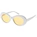 zeroUV - Bold Retro Oval Mod Thick Frame Sunglasses Clout Goggles with Color Tinted Round Lens 51mm (White/Orange)