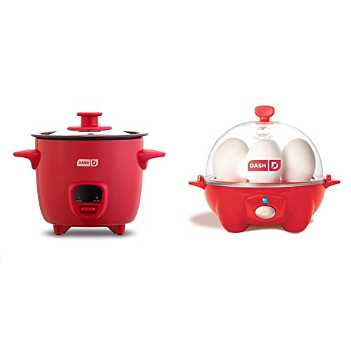 Dash DRCM200GBRD04 Mini Rice Cooker Steamer, Red & Rapid Egg Cooker 6