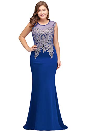 MisShow Women's Rhinestone Long Lace Formal Mermaid Evening Prom Dresses
