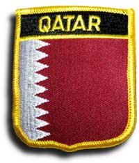 Qatar Flag Embroidered Sew on/Iron on Shield Patch, Approx. Size 2.5" x 2.75"