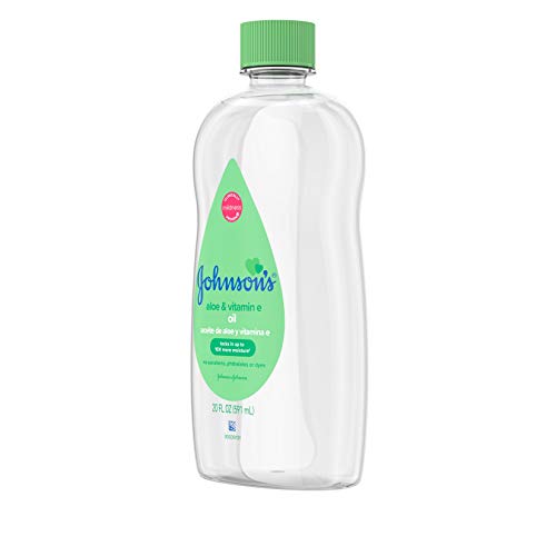 JOHNSON’S BABY OIL, MINERAL OIL ENRICHED WITH ALOE VERA AND VITAMIN E, 20 FL. OZ