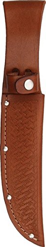 Sheath Fixed Knife Sheath, Brown basketweave leather,Fits up to 6in blade