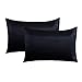LITHER Queen Size Satin Sheets Set Black, Deep Pockets Fitted Sheet, Silky and Breathable Luxury Bed Sets