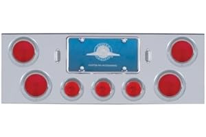 United Pacific 21613 Tail Light Panel, Chrome, Rear Center, with Four 4" Lights & Three 2.5" Lights & Visors